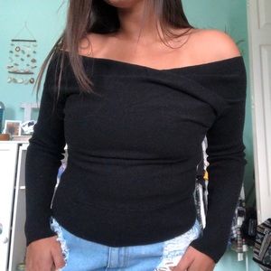 Black off shoulder sweater